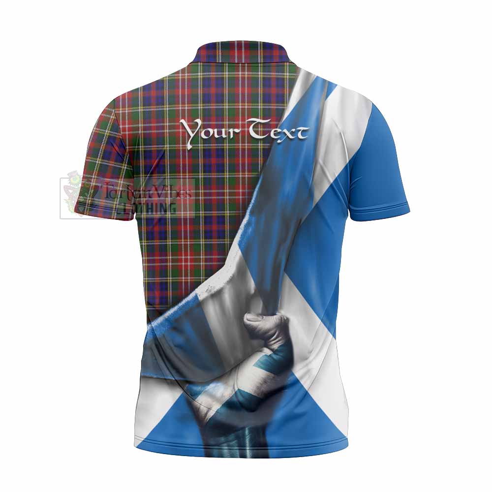 Tartan Vibes Clothing Christie Tartan Zipper Polo Shirt with Family Crest Scotland Patriotic Style