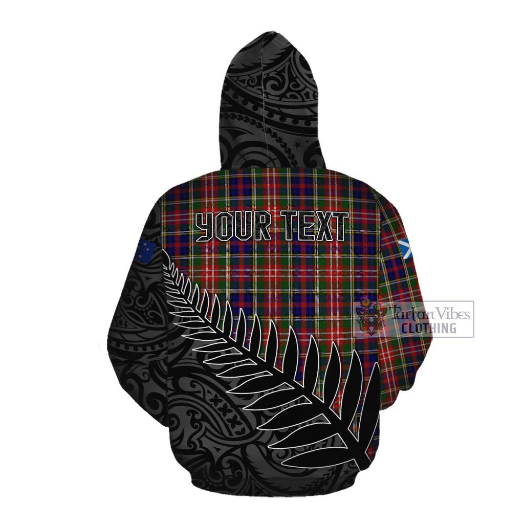 Tartan Vibes Clothing Christie Crest Tartan Cotton Hoodie with New Zealand Silver Fern Half Style