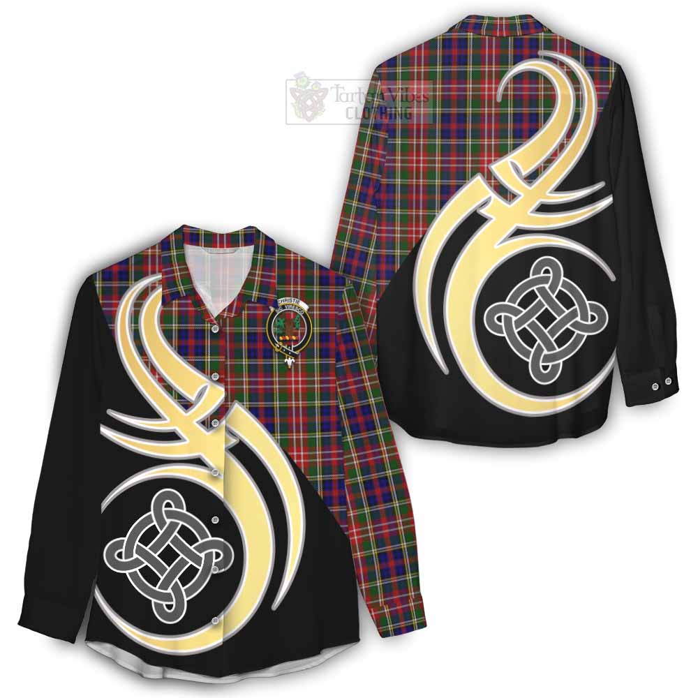 Tartan Vibes Clothing Christie Tartan Women's Casual Shirt with Family Crest and Celtic Symbol Style