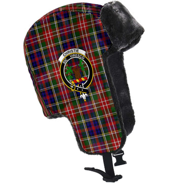 Christie Tartan Winter Trapper Hat with Family Crest