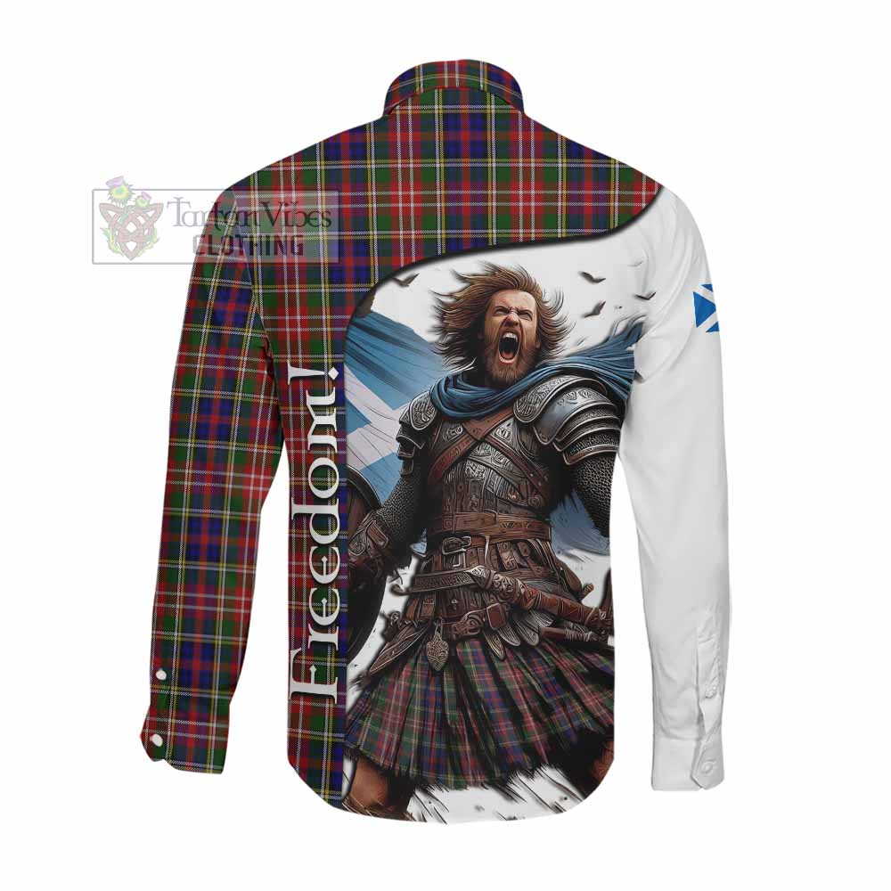 Tartan Vibes Clothing Christie Crest Tartan Long Sleeve Button Shirt Inspired by the Freedom of Scottish Warrior