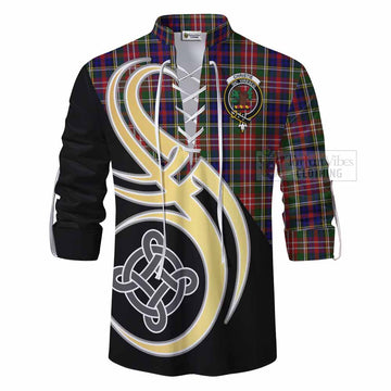 Christie Tartan Ghillie Kilt Shirt with Family Crest and Celtic Symbol Style