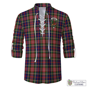 Christie Tartan Men's Scottish Traditional Jacobite Ghillie Kilt Shirt with Family Crest