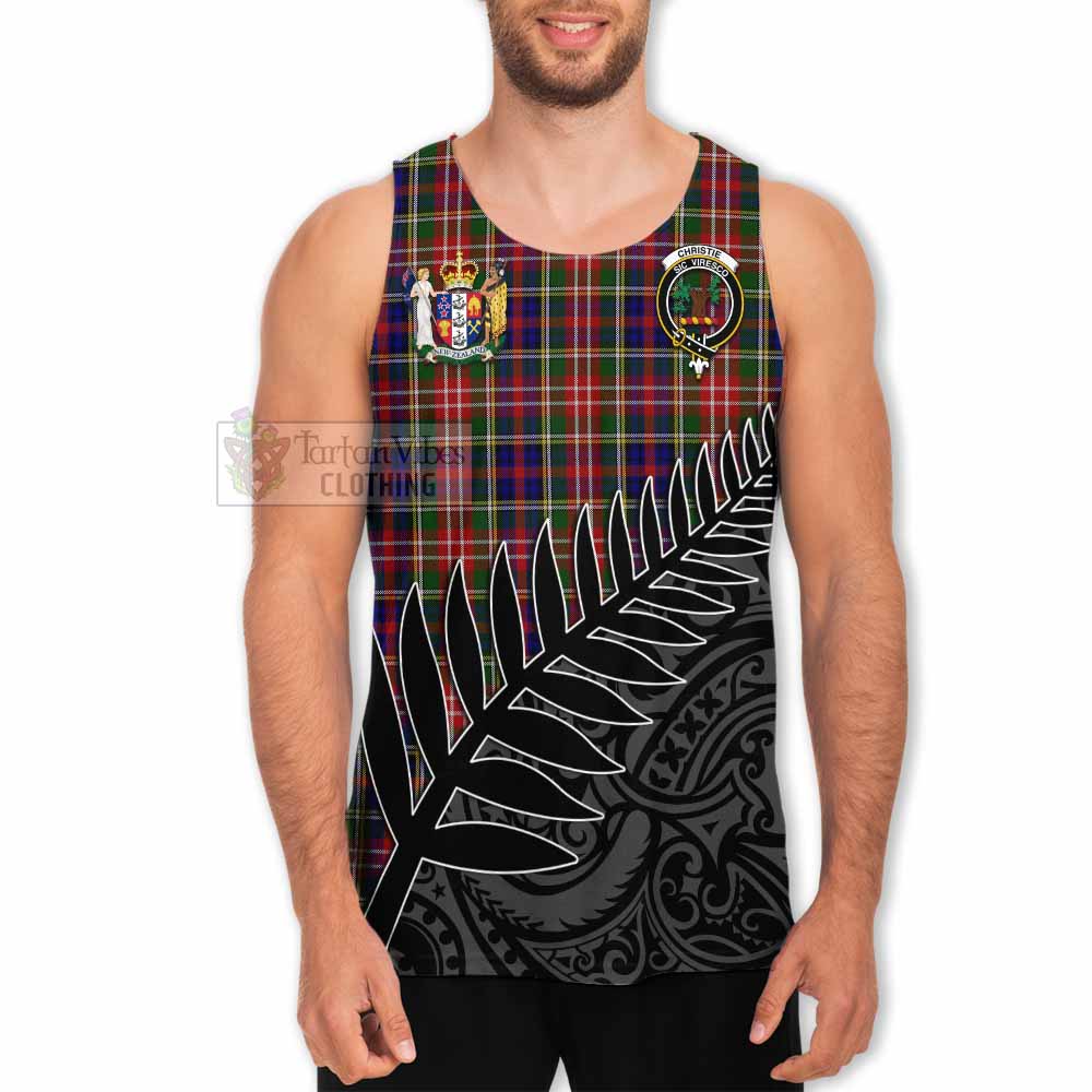 Tartan Vibes Clothing Christie Crest Tartan Men's Tank Top with New Zealand Silver Fern Half Style