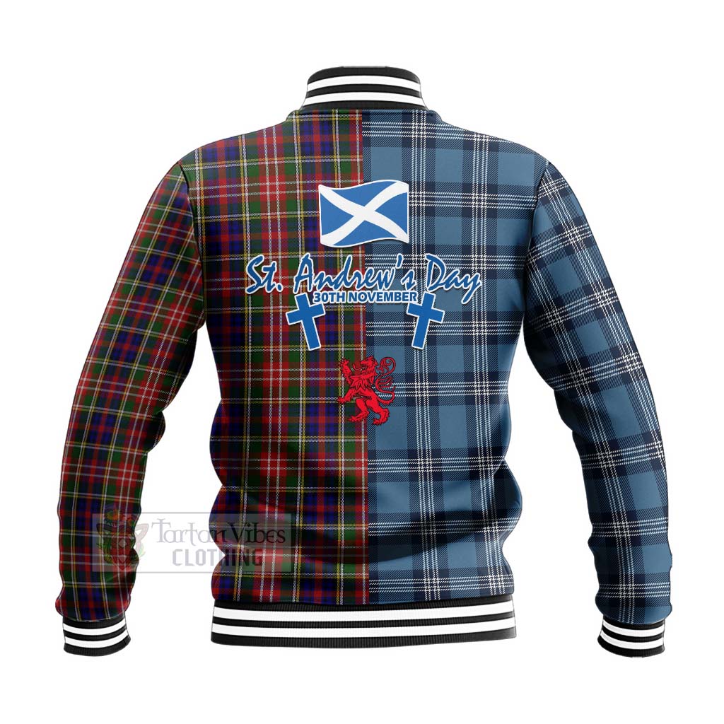 Tartan Vibes Clothing Christie Tartan Baseball Jacket Happy St. Andrew's Day Half Tartan Style