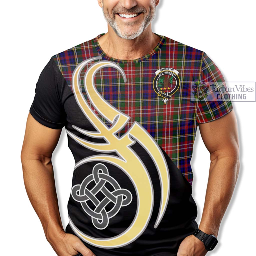 Tartan Vibes Clothing Christie Tartan T-Shirt with Family Crest and Celtic Symbol Style