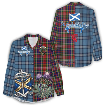 Christie Tartan Women's Casual Shirt Happy St. Andrew's Day Half Tartan Style