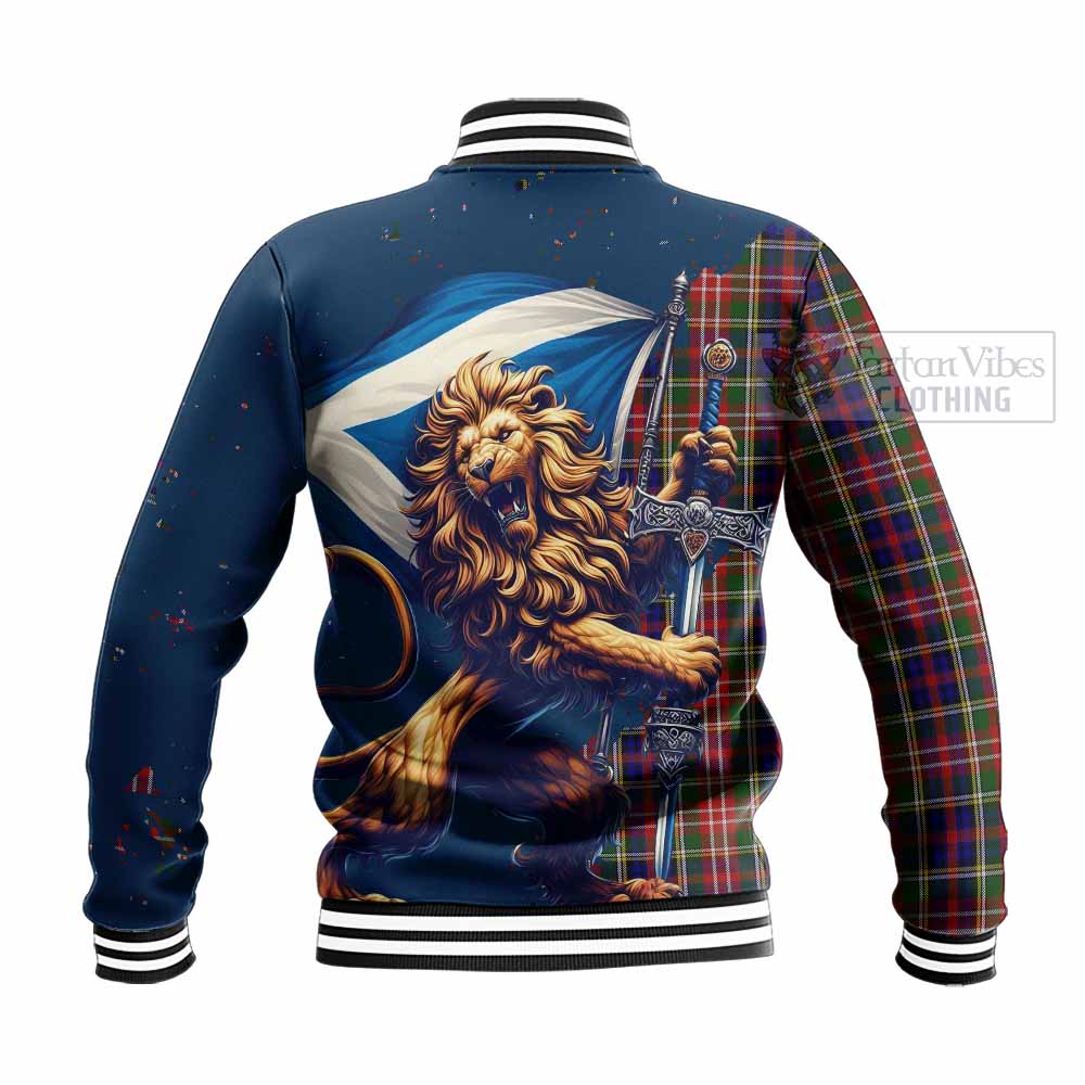 Tartan Vibes Clothing Christie Tartan Family Crest Baseball Jacket with Scottish Majestic Lion