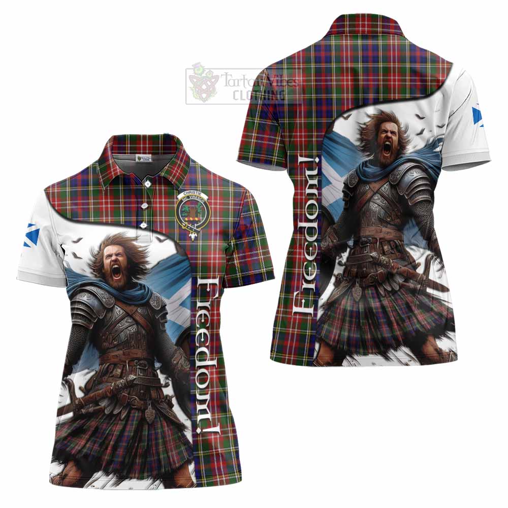 Tartan Vibes Clothing Christie Crest Tartan Women's Polo Shirt Inspired by the Freedom of Scottish Warrior