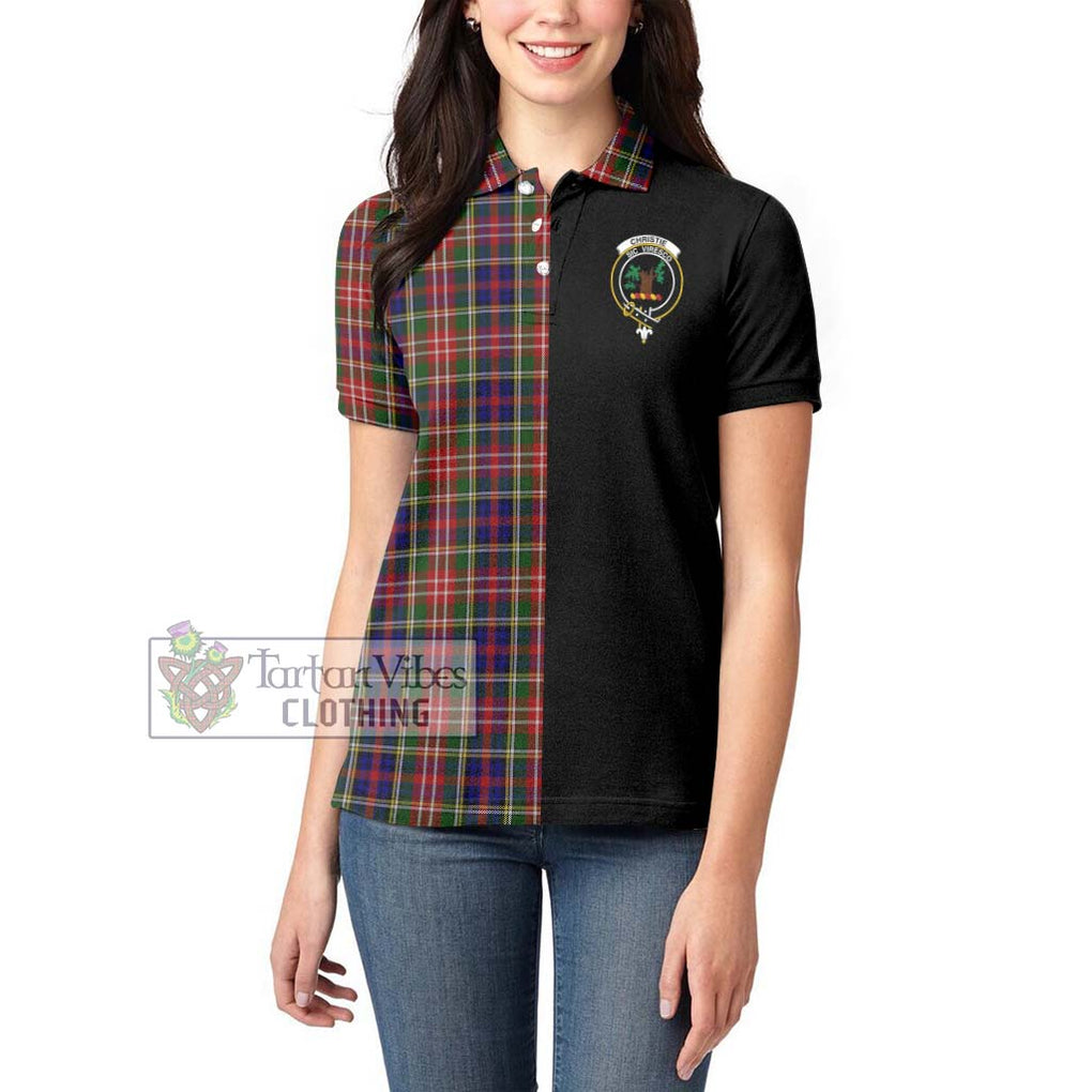 Christie Tartan Women's Polo Shirt with Family Crest and Half Of Me Style - Tartanvibesclothing Shop