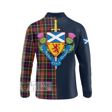 Christie Tartan Long Sleeve Polo Shirt Alba with Scottish Lion Royal Arm Half Style