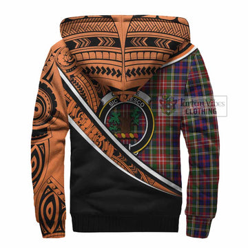 Christie Crest Tartan Sherpa Hoodie with Polynesian Vibes Style - Orange Version