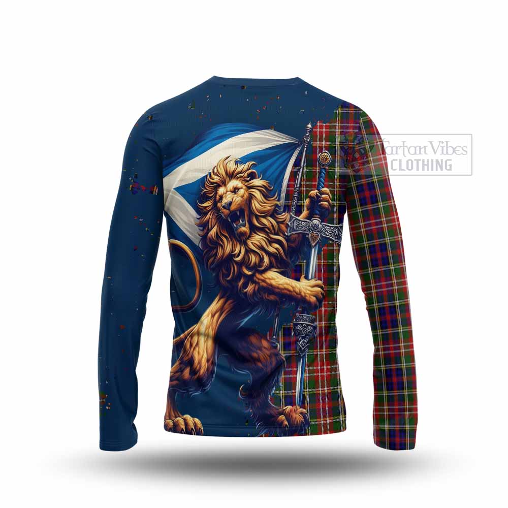 Tartan Vibes Clothing Christie Tartan Family Crest Long Sleeve T-Shirt with Scottish Majestic Lion