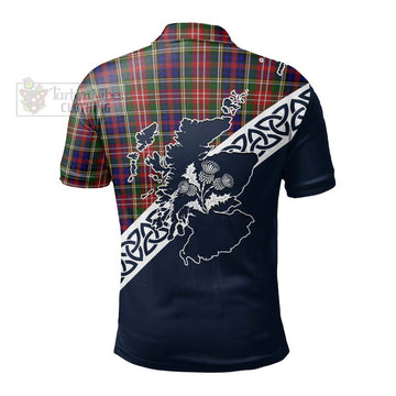 Christie Tartan Polo Shirt Featuring Thistle and Scotland Map