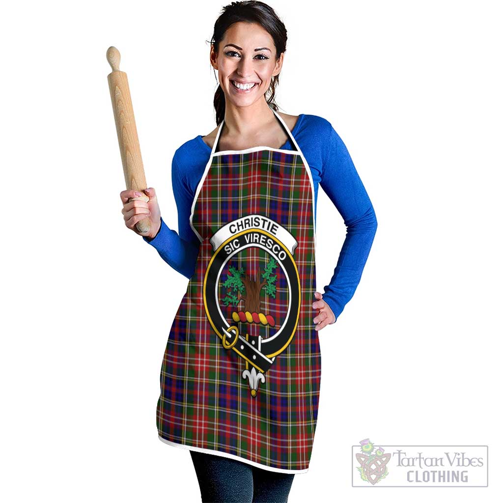 Christie Tartan Apron with Family Crest White - Tartan Vibes Clothing