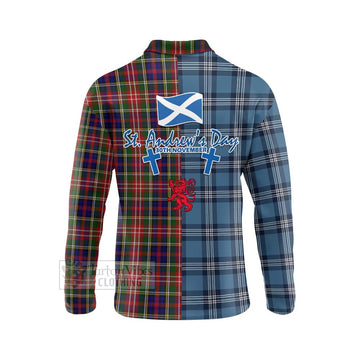 Christie Tartan Long Sleeve Polo Shirt Happy St. Andrew's Day Half Tartan Style