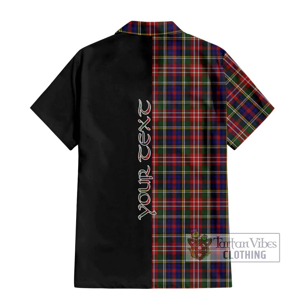 Christie Tartan Short Sleeve Button Shirt with Family Crest and Half Of Me Style - Tartanvibesclothing Shop