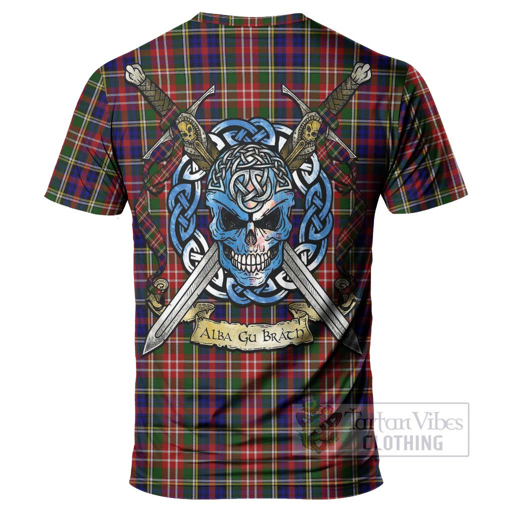 Tartan Vibes Clothing Christie Tartan T-Shirt with Family Crest Celtic Skull Style