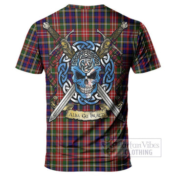 Christie Tartan T-Shirt with Family Crest Celtic Skull Style