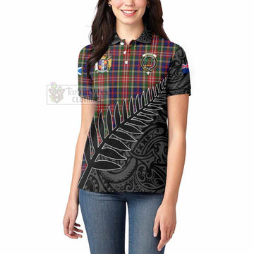 Christie Crest Tartan Women's Polo Shirt with New Zealand Silver Fern Half Style