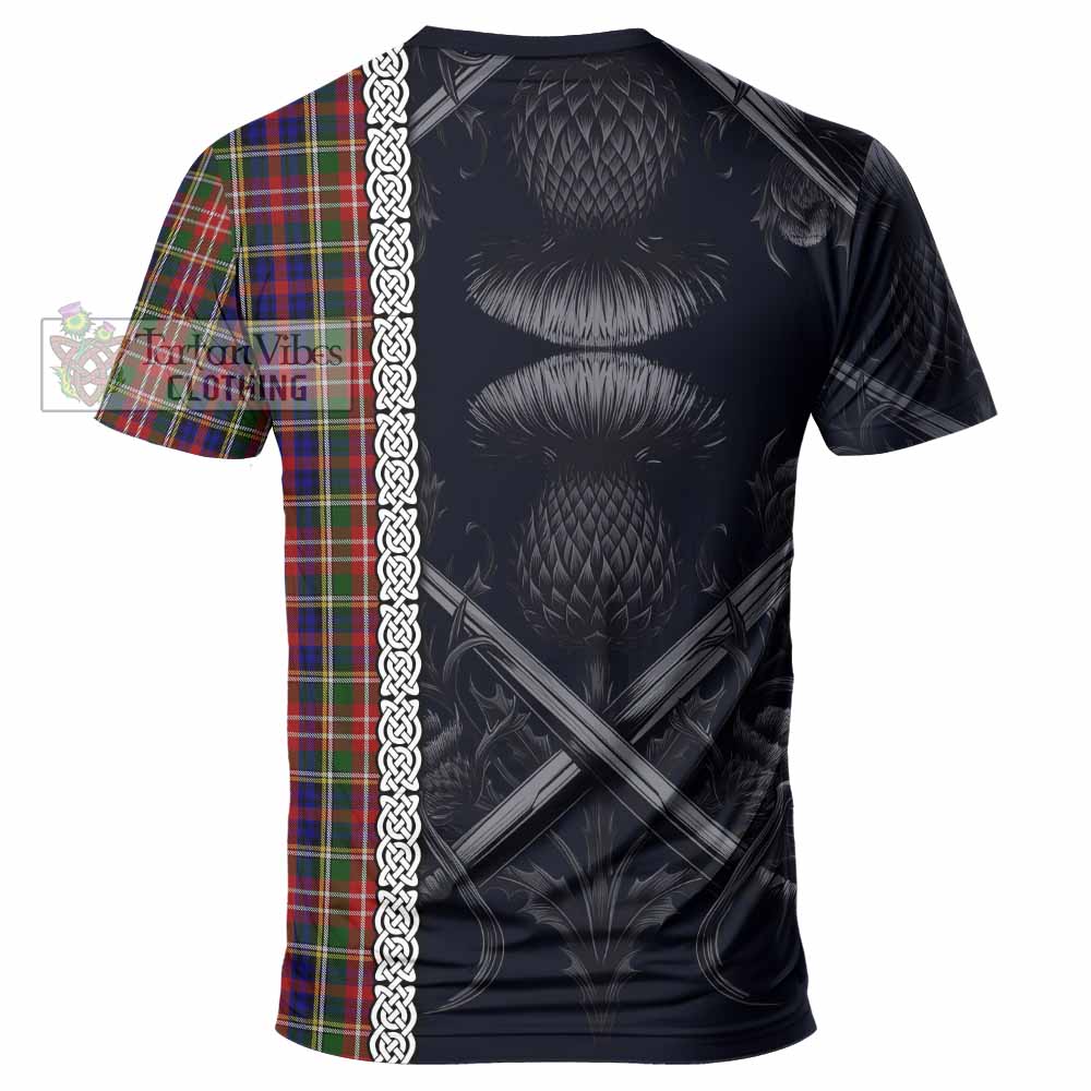 Tartan Vibes Clothing Christie Tartan T-Shirt with Family Crest Cross Sword Thistle Celtic Vibes