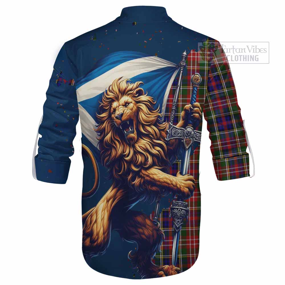 Tartan Vibes Clothing Christie Tartan Family Crest Ghillie Kilt Shirt with Scottish Majestic Lion