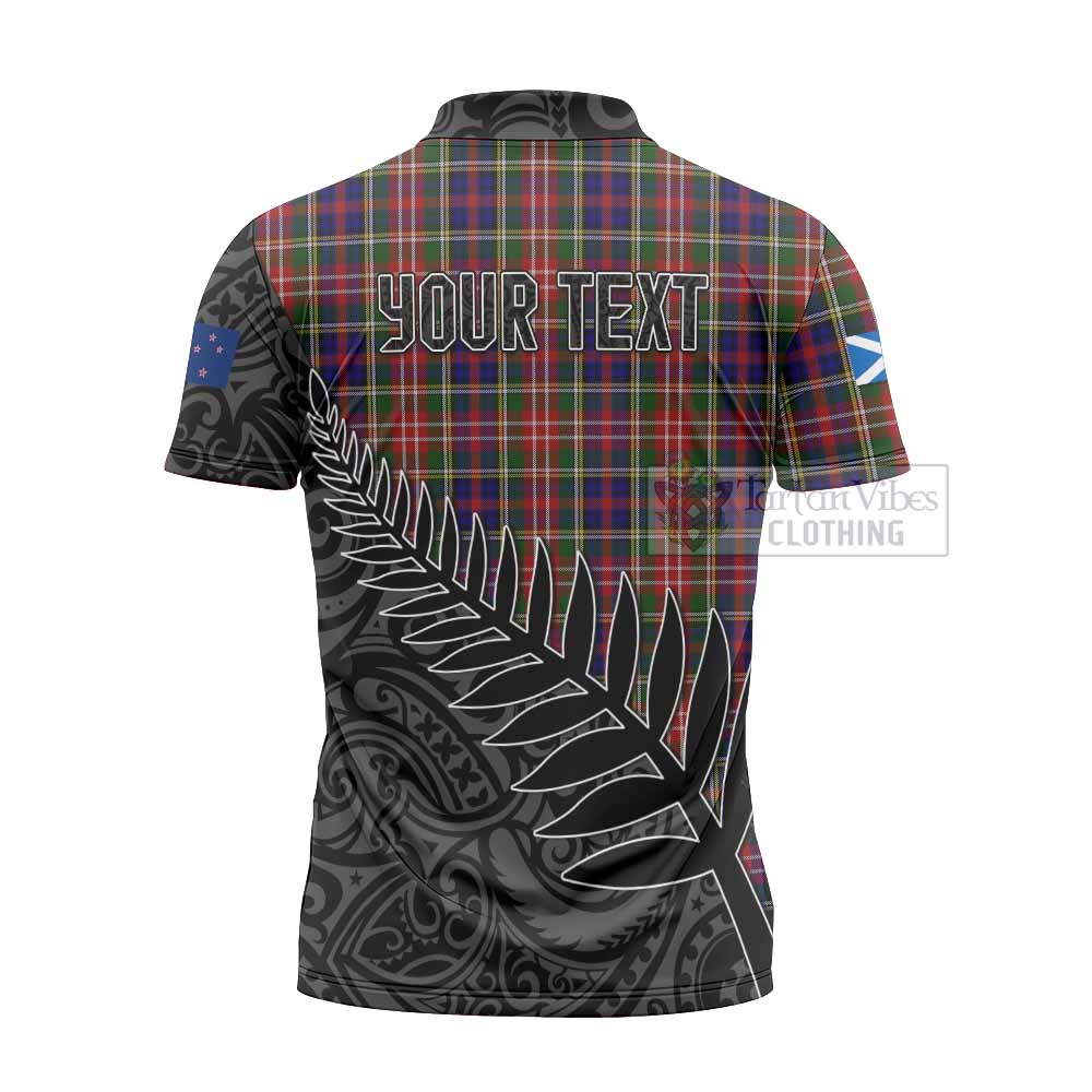 Tartan Vibes Clothing Christie Crest Tartan Zipper Polo Shirt with New Zealand Silver Fern Half Style