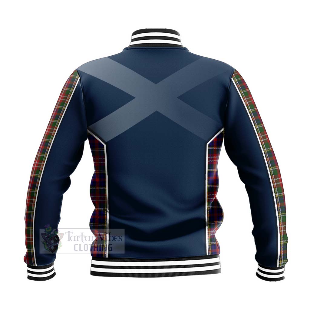 Tartan Vibes Clothing Christie Tartan Baseball Jacket with Family Crest and Scottish Thistle Vibes Sport Style