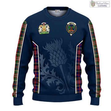 Christie Tartan Knitted Sweatshirt with Family Crest and Scottish Thistle Vibes Sport Style