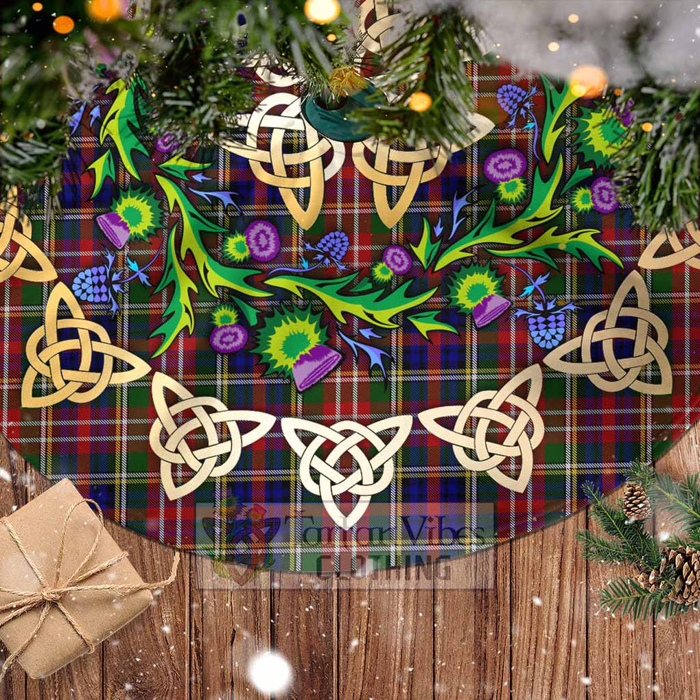 Tartan Vibes Clothing Christie Tartan Christmas Tree Skirt with Thistle Celtic Knot Style