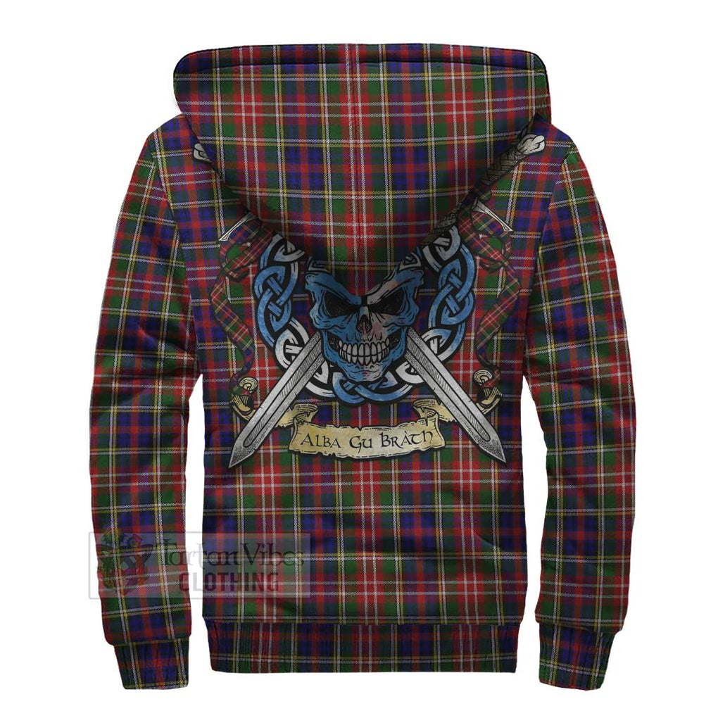 Tartan Vibes Clothing Christie Tartan Sherpa Hoodie with Family Crest Celtic Skull Style