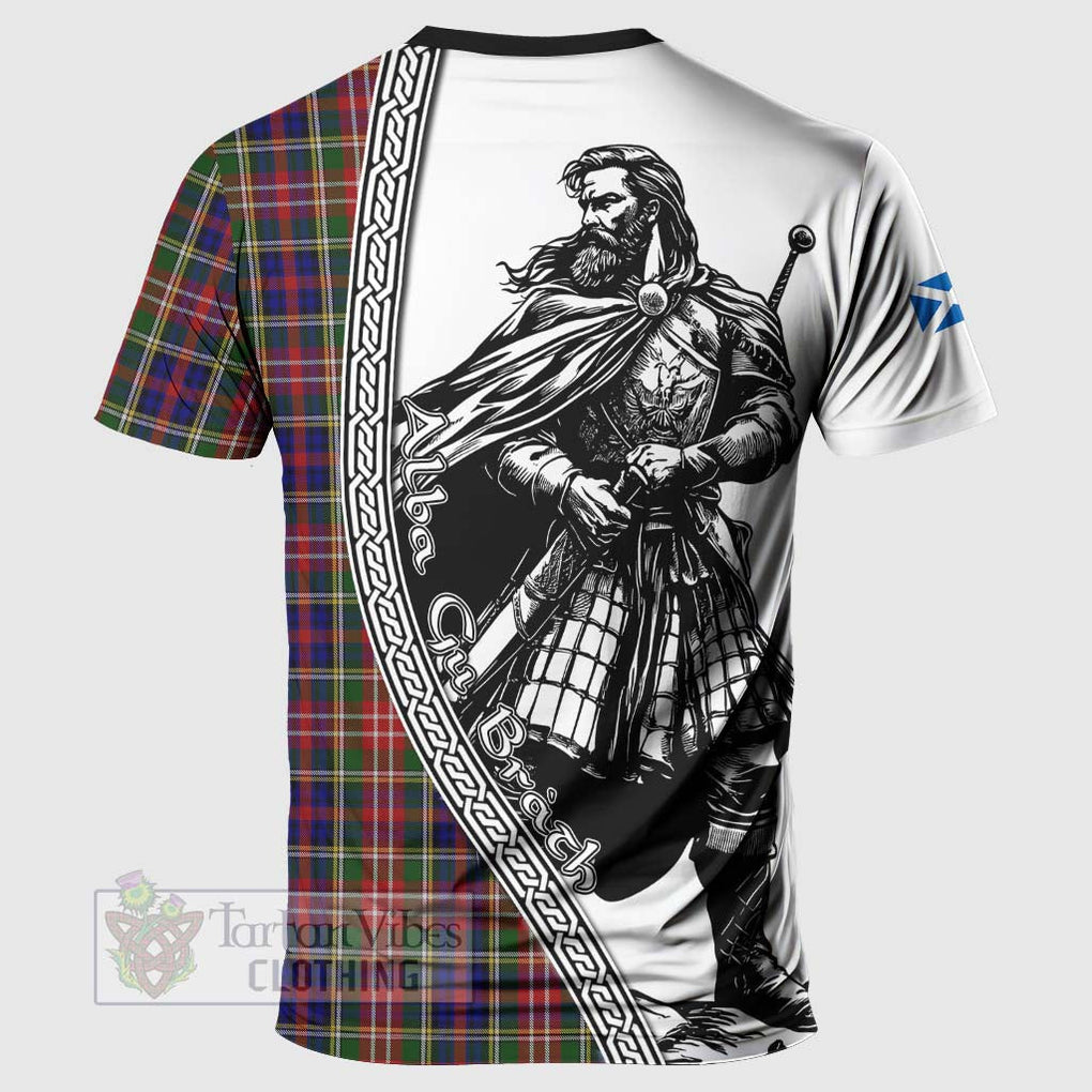 Tartan Vibes Clothing Christie Tartan Clan Crest T-Shirt with Highlander Warrior Celtic Style