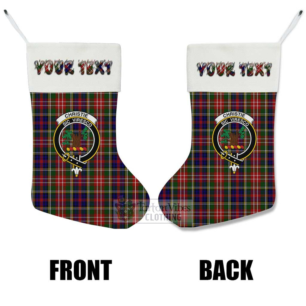 Tartan Vibes Clothing Christie Tartan Family Crest Christmas Stocking with Personalized Text