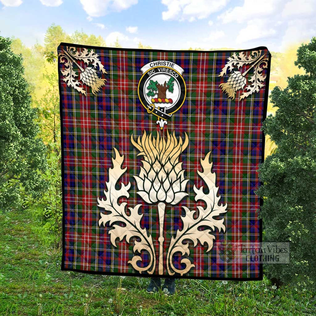 Tartan Vibes Clothing Christie Tartan Quilt with Family Crest and Golden Thistle Style