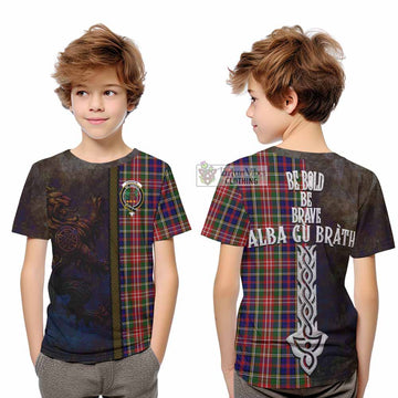 Christie Tartan Family Crest Kid T-Shirt Alba Gu Brath Be Brave Lion Ancient Style - Tartan Vibes Clothing