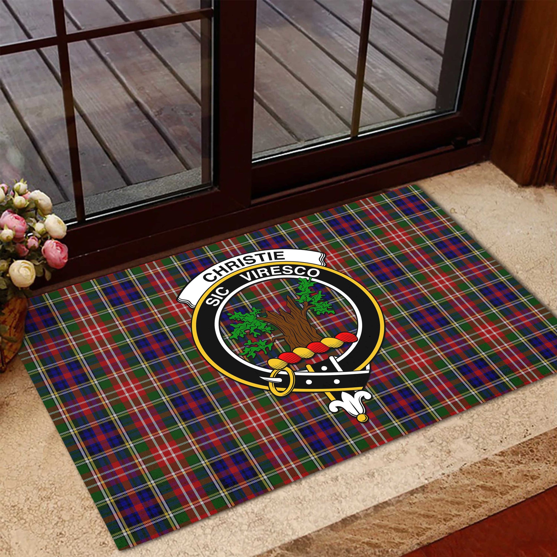 Christie Tartan Door Mat with Family Crest - Tartanvibesclothing