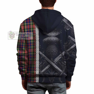 Christie Tartan Hoodie with Family Crest Cross Sword Thistle Celtic Vibes