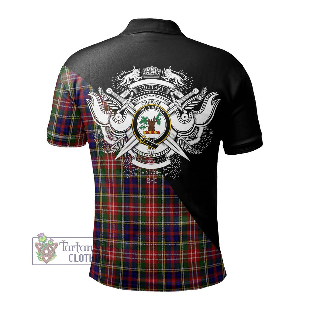 Christie Tartan Polo Shirt with Family Crest and Military Logo Style - Tartanvibesclothing Shop