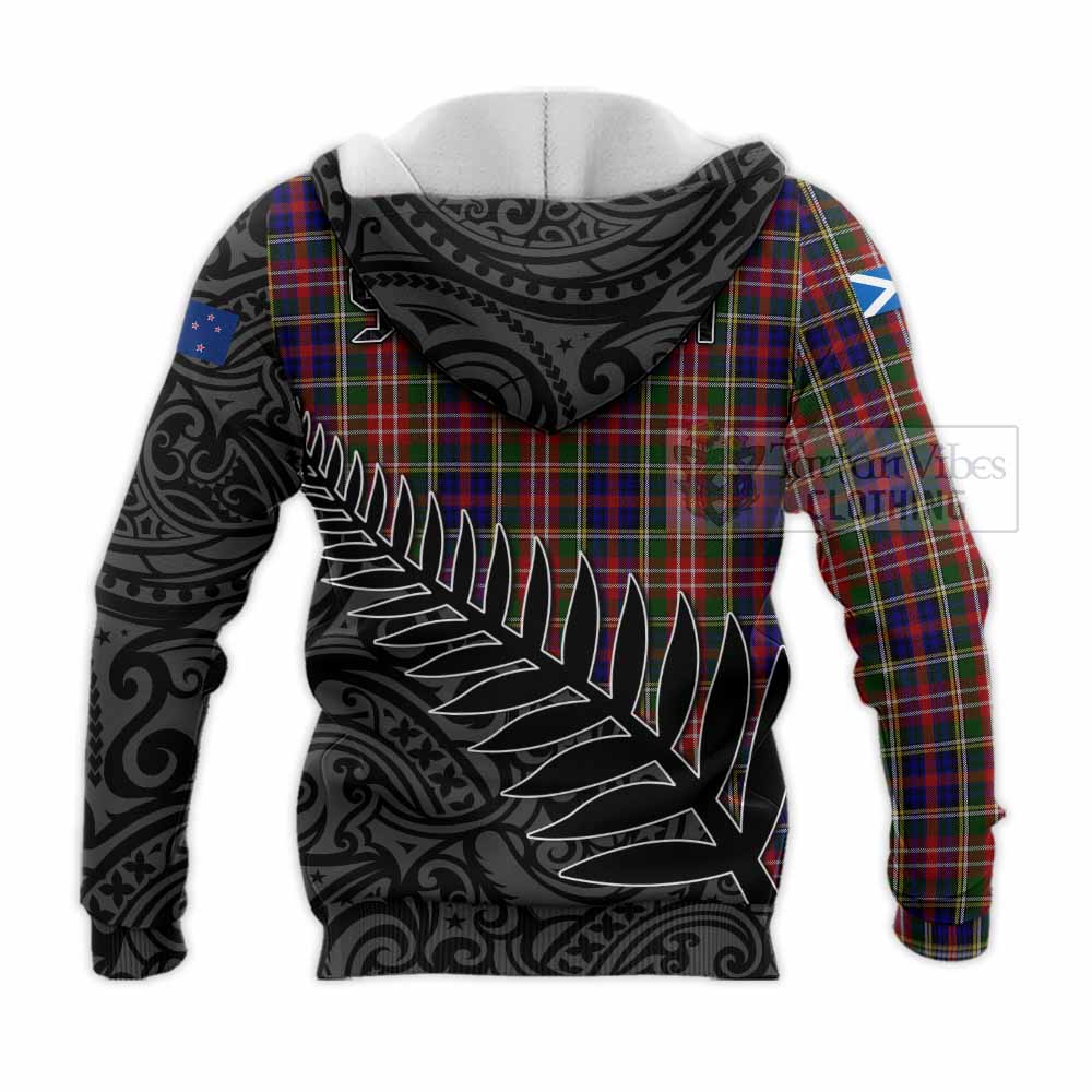 Tartan Vibes Clothing Christie Crest Tartan Knitted Hoodie with New Zealand Silver Fern Half Style