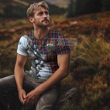 Christie Tartan T-Shirt with Family Crest and St. Andrew's Cross Accented by Thistle Vines