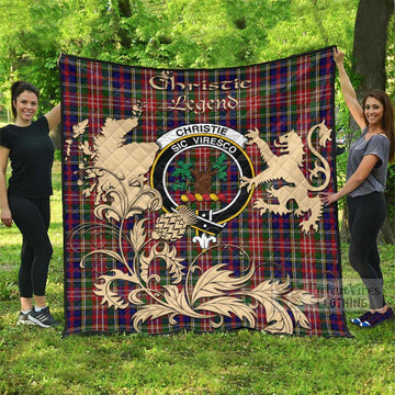 Christie Tartan Quilt with Family Crest and Scottish Symbol Style