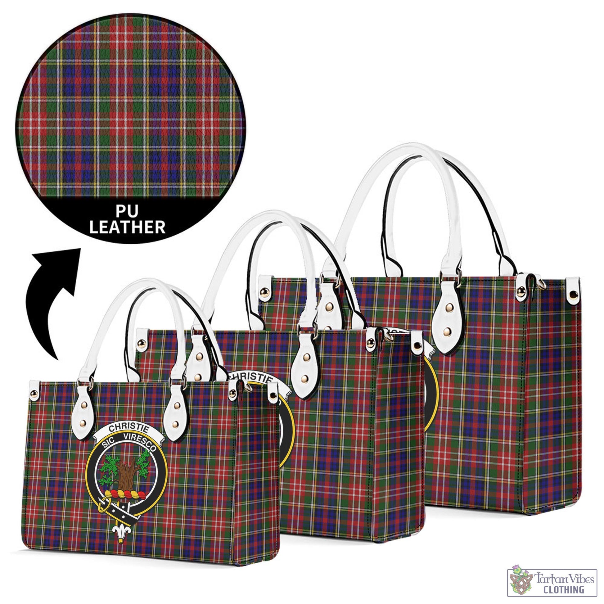 Tartan Vibes Clothing Christie Tartan Luxury Leather Handbags with Family Crest