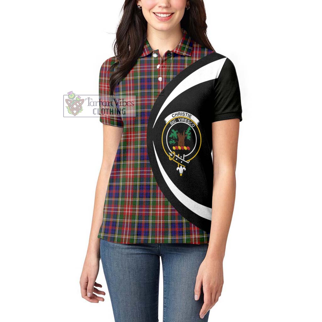 Christie Tartan Women's Polo Shirt with Family Crest Circle Style - Tartan Vibes Clothing