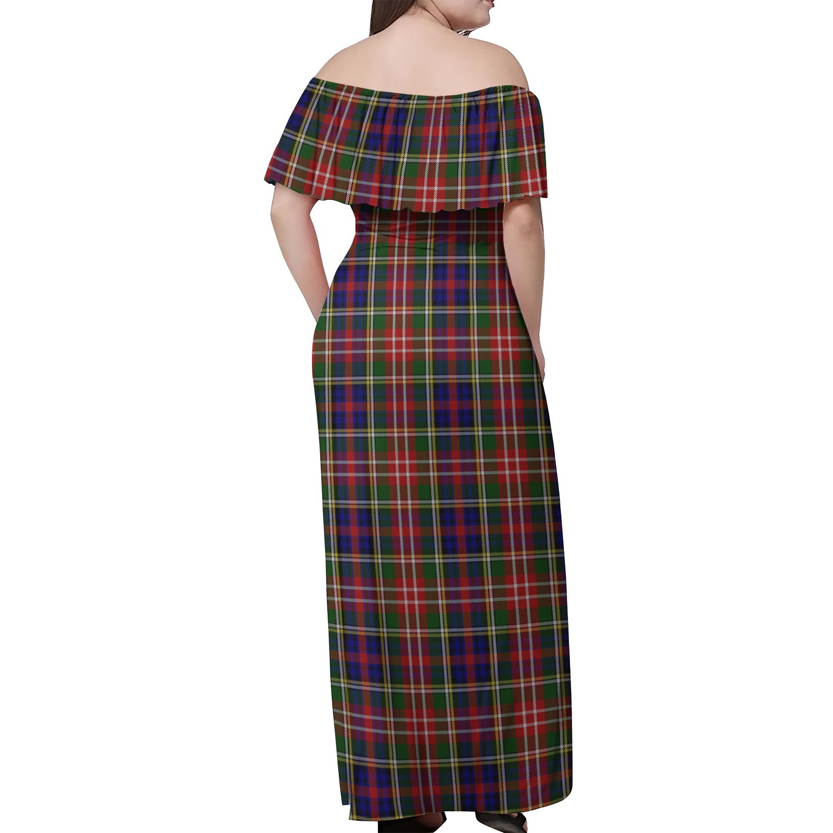 Christie Tartan Off Shoulder Long Dress - Tartanvibesclothing