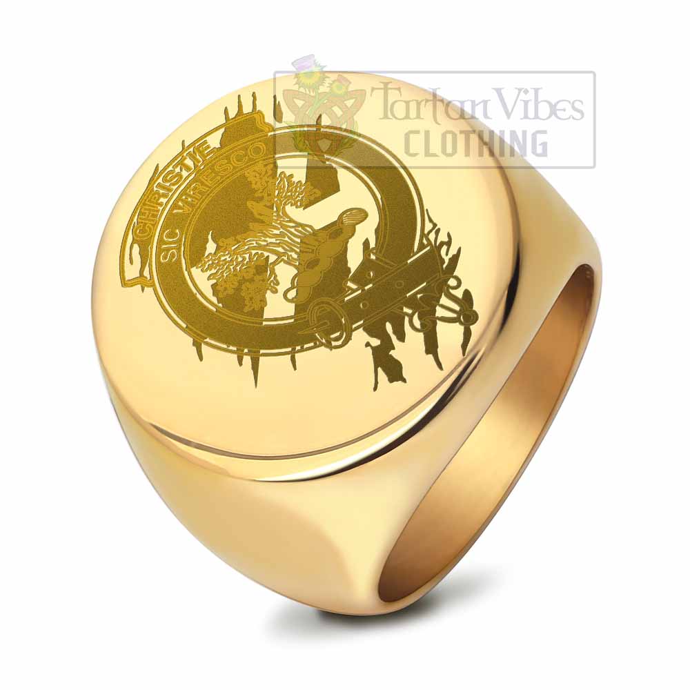 Tartan Vibes Clothing Christie Clan Crest Engraved Ring Scotland In Me Style