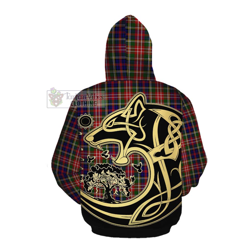 Tartan Vibes Clothing Christie Tartan Cotton Hoodie with Family Crest Celtic Wolf Style