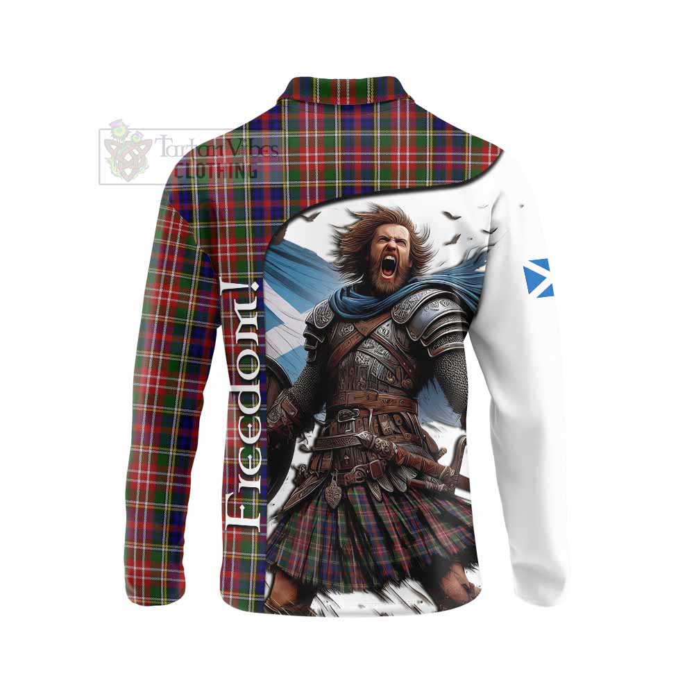 Tartan Vibes Clothing Christie Crest Tartan Long Sleeve Polo Shirt Inspired by the Freedom of Scottish Warrior