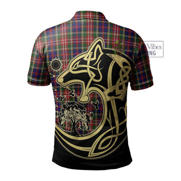 Christie Tartan Polo Shirt with Family Crest Celtic Wolf Style