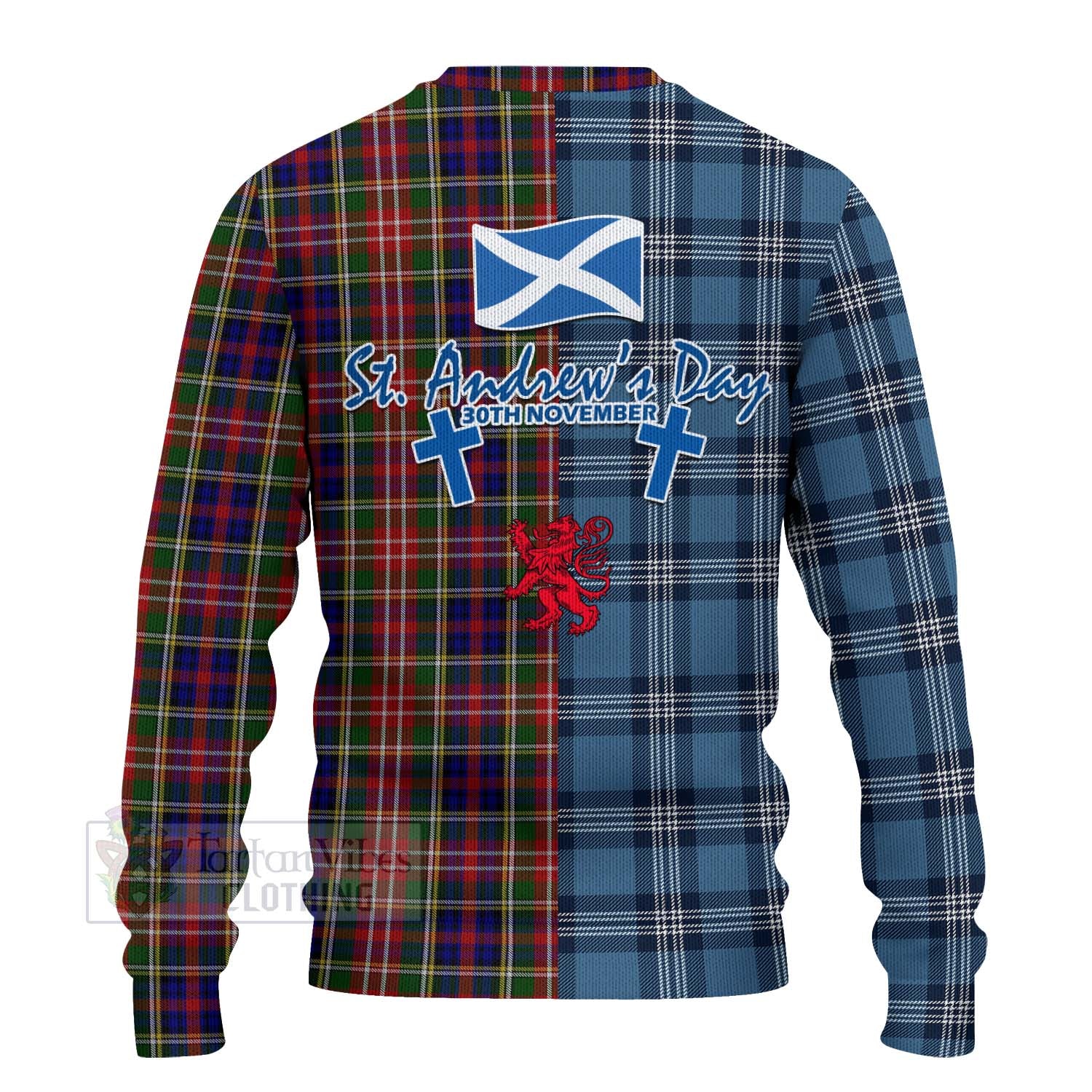 Tartan Vibes Clothing Christie Tartan Knitted Sweater Happy St. Andrew's Day Half Tartan Style