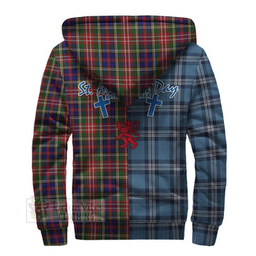 Christie Tartan Sherpa Hoodie Happy St. Andrew's Day Half Tartan Style